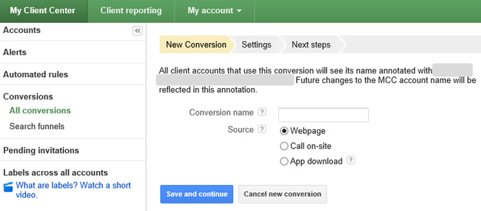 Google AdWords: Cross-account Conversion Tracking