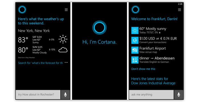 Cortana: индивидуальный ассистент
