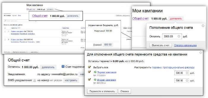 Яндекс.Директ: общий бюджет для всех